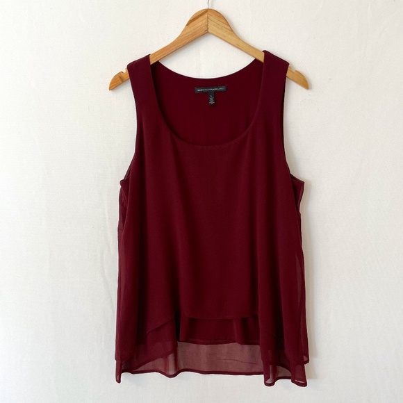 WHITE HOUSE BLACK MARKET Women's Size Large Layered Scoop Neck Shell Tunic Tank - Picture 1 of 7